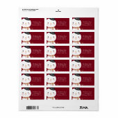1.25"x2.75" Crimson Red Snowman Mailing-Adresse Adressaufkleber (Vorne)