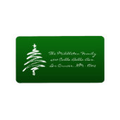 1.25"x2.75" Green Whit XMAS Tree Mailing Label Adressaufkleber (Vorne)
