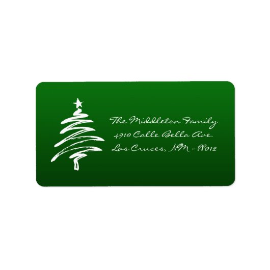 1.25"x2.75" Green Whit XMAS Tree Mailing Label Adressaufkleber (Vorne)
