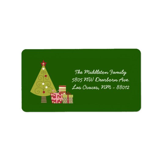 1.25"x2.75" Green XMAS Tree Mailing Address Label Adressaufkleber (Vorne)