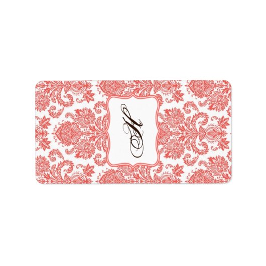 1,25"x2,75" Hershey's Miniature Coral White Damask Adressaufkleber (Vorne)