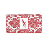 1,25"x2,75" Hershey's Miniaturrot-Damast Adressaufkleber (Vorne)