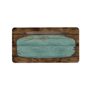 1.25"x2.75"Mailing Address Mason Jar Wood Count Adressaufkleber