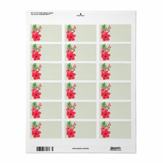 1.25"x2.75" Mailing Address Spring Hibisken Blume Adressaufkleber (Vorne)