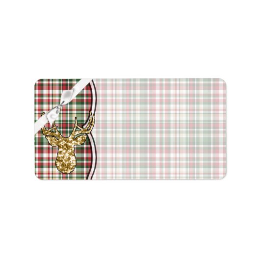 1.25"x2.75" Mailing-Adresse Gold Glitzer Rentier Adressaufkleber (Vorne)