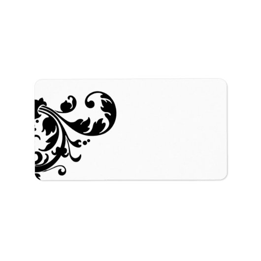 1.25"x2.75" Mailing-Adresse Schwarz-weiß floral Adressaufkleber (Vorne)