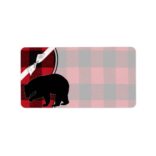 1.25"x2.75" Mailingadresse Red Buffalo Karierter B Adressaufkleber (Vorne)
