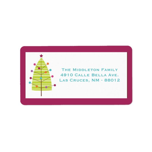 1.25"x2.75" Modern Christma Tree Mailing Label Adressaufkleber (Vorne)