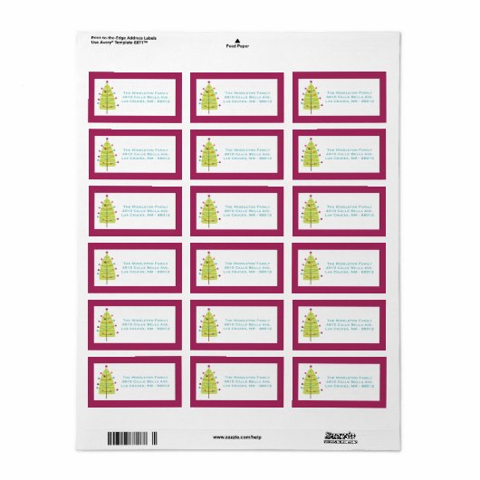 1.25"x2.75" Modern Christma Tree Mailing Label Adressaufkleber (Vorne)