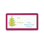 1.25"x2.75" Moderner Christma-Tree-Stick auf Gesch Adressaufkleber (Vorne)