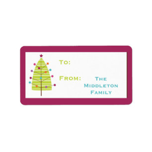 1.25"x2.75" Moderner Christma-Tree-Stick auf Gesch Adressaufkleber