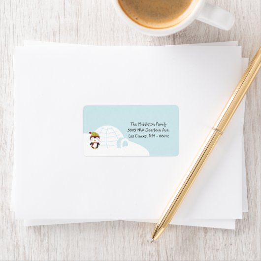 1.25"x2.75" Pinguine - Iglu-Mailing-Adressetikett Adressaufkleber (Insitu)