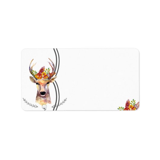 1.25"x2.75" Postadresse Boho Deer Buck Head Br Adressaufkleber (Vorne)