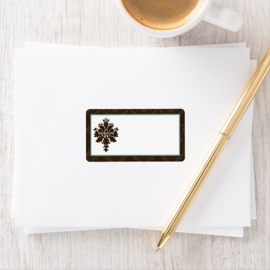 1.25"x2.75" Postadresse Brown Damask Adressaufkleber (Insitu)