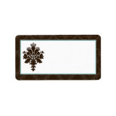 1.25"x2.75" Postadresse Brown Damask Adressaufkleber (Vorne)