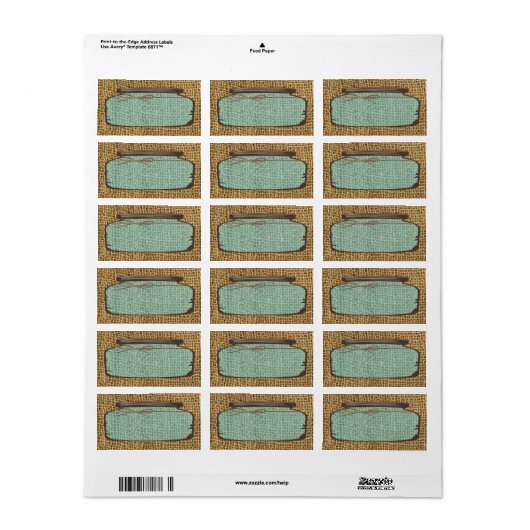 1.25"x2.75" Postadresse Mason Jar Burlap Count Adressaufkleber (Vorne)