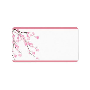 1.25"x2.75" Postadresse Pink Cherry Blossom Adressaufkleber