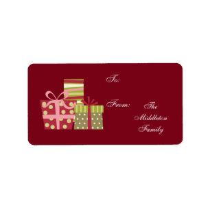 1.25"x2.75" Red XMAS präsentiert auf Geschenkmarke Adressaufkleber