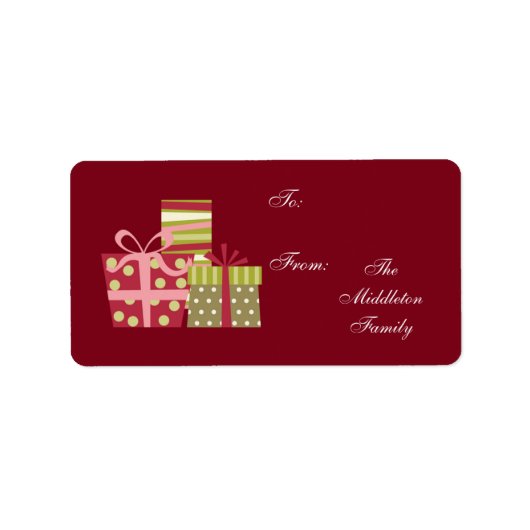 1.25"x2.75" Red XMAS präsentiert auf Geschenkmarke Adressaufkleber (Vorne)