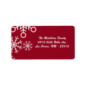 1.25"x2.75" Red XMAS Snowflake Mailing-Adresse Adressaufkleber (Vorne)