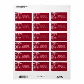 1.25"x2.75" Red XMAS Snowflake Mailing-Adresse Adressaufkleber (Vorne)