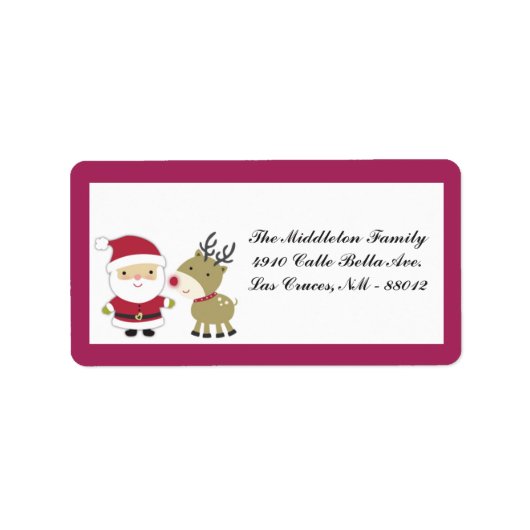 1.25"x2.75" Santa Rudolf Reinde E-Mail-Adresse Adressaufkleber (Vorne)