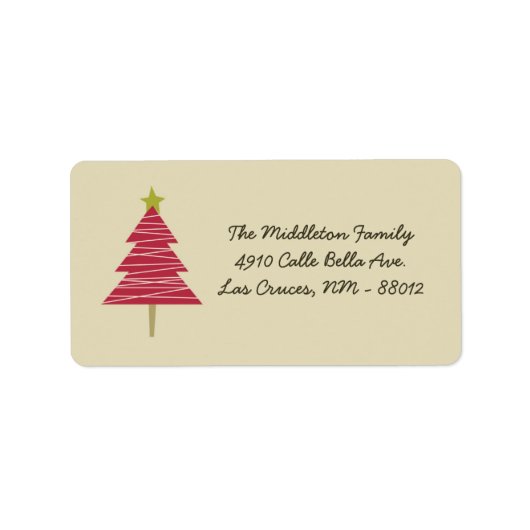 1.25"x2.75" Tan & Red XMAS Tree Mailing-Adresse Adressaufkleber (Vorne)