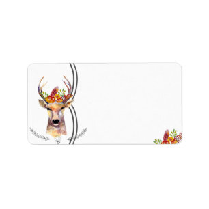1,25"x2,75" Versandadresse Boho Hirsch Bock Kopf B Adressaufkleber