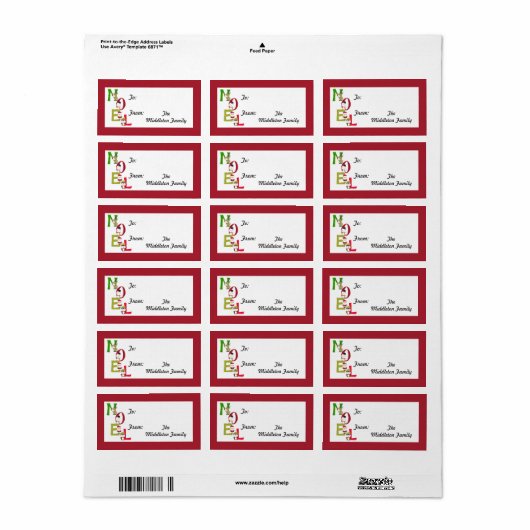 1.25"x2.75" WEIHNACHTEN Weihnachtsstempel auf Gesc Adressaufkleber (Vorne)