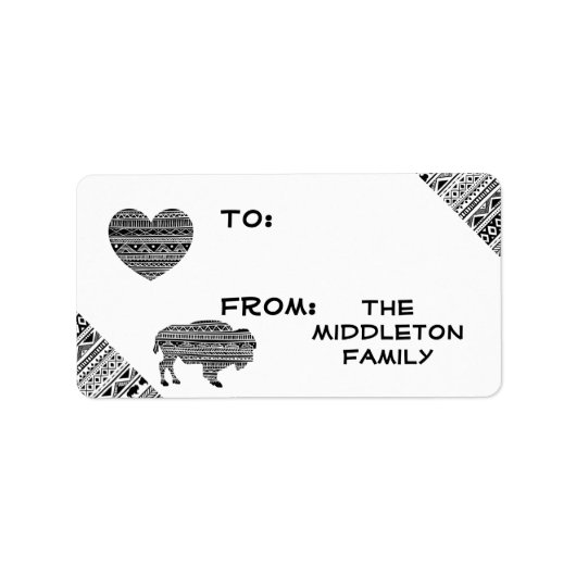 1,25"x2,75" Weihnachten XMAS Boho Buffalo Tribal P Adressaufkleber (Vorne)