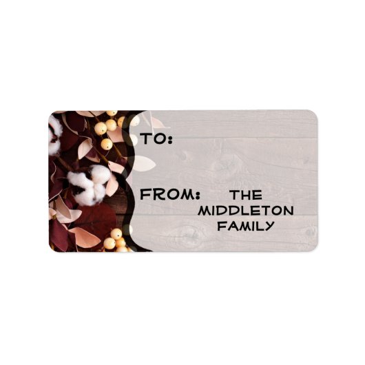 1.25"x2.75" Weihnachts-XMAS-Baumwollzweig auf Dunk Adressaufkleber (Vorne)