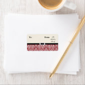 1.25"x2.75" WeihnachtsDamastick auf Geschenkmarke Adressaufkleber (Insitu)