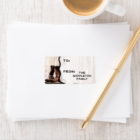 1,25"x2,75" Weihnachtsschuhe Land rustikalen Weste Adressaufkleber (Insitu)