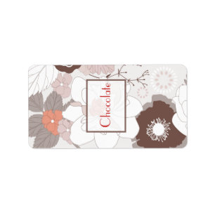1,25" x 2,75" Hershey's Coral Pink Brown Floral Fl Adressaufkleber