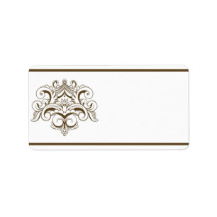1,25" x 2,75" Mailingadresse Tanish Brown Damask Adressaufkleber