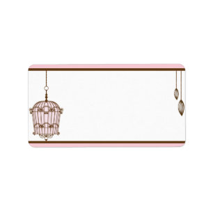 1,25" x 2,75" Postadresse Birdcage/Rosa Streifen Adressaufkleber