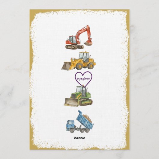 1,2,3,4 Construction Fun, 4th Birthday Einladung (Rückseite)