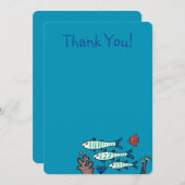 1, 2, 3 Fisch mit kleinen Fischen und Koralle Dankeskarte (Vorne/Hinten)