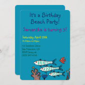 1, 2, 3 Fisch mit kleinen Fischen und Koralle Einladung (Vorne/Hinten)