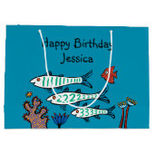 1, 2, 3 Fisch mit kleinen Fischen und Koralle Große Geschenktüte (Rückseite)