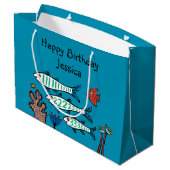 1, 2, 3 Fisch mit kleinen Fischen und Koralle Große Geschenktüte (Rückseite Schrägansicht)