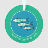 1, 2, 3 Fische mit kleinen Fischen und Korallen Ornament (Rückseite)