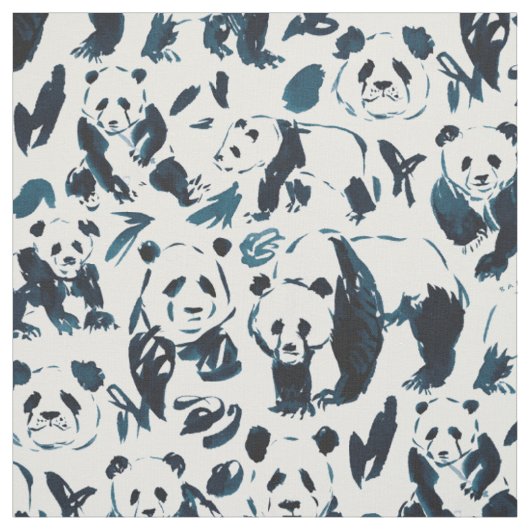 1-2-3 PANDAS Niedlich Sketchy Pandas Stoff (Muster)
