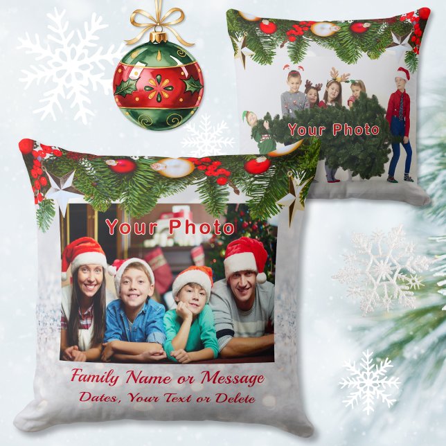 1, 2 Fotos, Personalisiert, Foto zu Weihnachten Kissen (Christmas photo pillow. Christmas pillows personalized. Personalized family christmas pillow.)