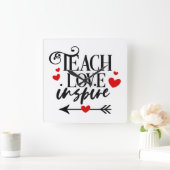 1/2 Liebe unterrichtet Shirt Kindergartenlehrer In Quadratische Wanduhr (Zuhause)