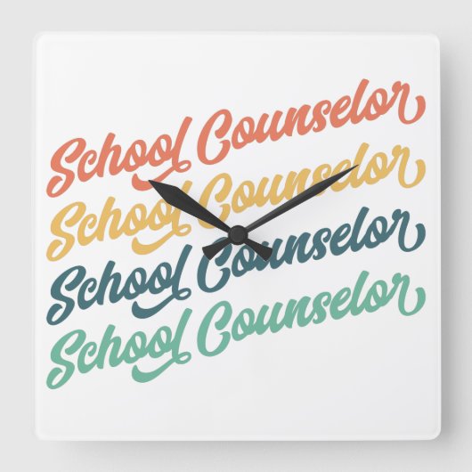 1/2 - Zurück zur Vintagen Schulberaterin Quadratische Wanduhr (Vorderseite)