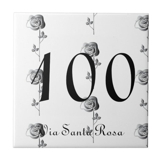 1-3 Ziffern 3D Rose Hausnummer und Straße Fliese (Vorderseite)