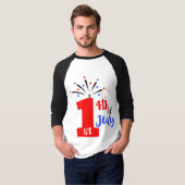 1. 4. Juli Schwarz-Weiß Herren-Basic-Sieb T-Shirt (Vorne ganz)