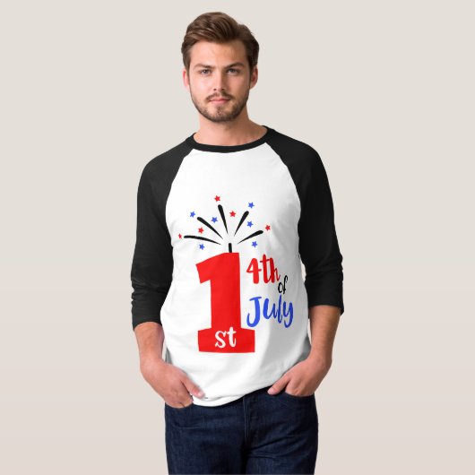 1. 4. Juli Schwarz-Weiß Herren-Basic-Sieb T-Shirt (Vorne ganz)