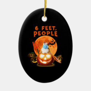 1,50 Meter Bulldoghund mit MaskenHalloween-Geschen Keramik Ornament